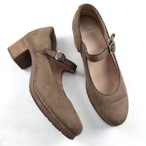 Dansko Harlo Mary Jane Heel Womens 11.5-12 42 EU Brown Suede Buckle Chunky Pump
